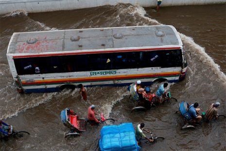 People escaping a flood